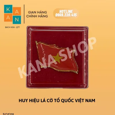 (Loại cao cấp cỡ 2.5x3.5cm) HUY HIỆU CÀI ÁO LÁ CỜ TỔ QUỐC VIỆT NAM kanashop công nghệ đồng mạ vàng