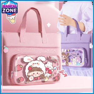 3-Layer Portable Tutorial Bag A4 File Bag Large-capacity Tote School Bag Canvas Art Bag Learning Supplies
