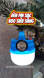 Bóng Đèn Tích Điện Hb-V80 80W Siêu Sáng Có Móc Treo Tiện Lợi Tích Hợp Đèn Pin Có Sạc Năng Lượng Mặt Trời