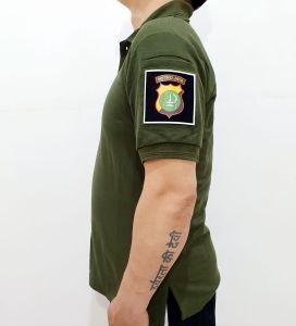 Kaos Polda Metro Jaya Kamuflase dan Warna S - 5XL Polo Tactical PDL Lengan Pendek Bonus Free 3 Emblem Patch Prepet Perekat Velkro Army