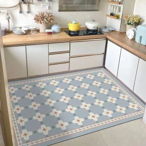 Washable PVC Leather Kitchen Floor Mat Anti-Slip Waterproof Entrance Doormat for Hallway And Balcony Easy Cleaning Machine Wash