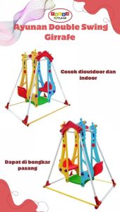 Ayunan Anak Popo Double Swing & Mainan Ayunan Besi Kursi Kembar Giraffe