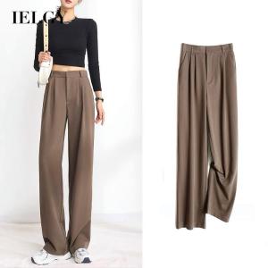 IELGY wide leg pants womens new all-match slim straight casual pants high waist loose suit mopping trousers