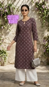 DEBAYU Nayo Cotton Straight Kurti Ethnic Prints Size S to 2XL Kurta Top only Malaysia