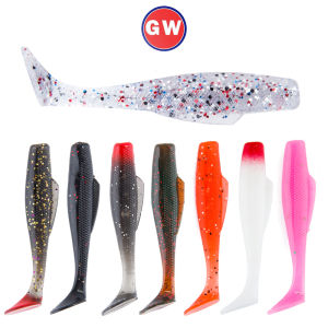 เหยื่อตกปลาหางเหยื่อพลาสติกนิ่ม 6ชิ้น/ถุง8ซม./5กรรม., หางเหยื่อล่อปลาวัสดุซิลิโคนนุ่ม 12สี