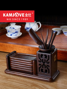 Black Ebony Wood Six Gentlemen Set Tea Ceremony Accessories Tea Tray Decorations Hand Carved Chicken Wing Wood Tea Tools