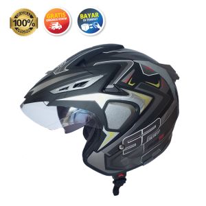 FORCE Helm Double Visor SNI Half Face Pria Wanita Dewasa Original Motif Speed R Busa Bisa Dilepas Size M L XL