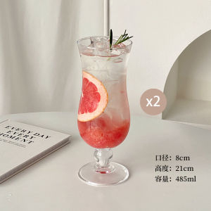 High Foot Glass Cup for Home Use Hurricane Cocktail Drinking Soda Beverage Fruit Tea Glass Cup Elegant Female Design