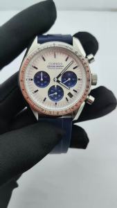 40mm Chronograph Multifunction Watch Men VK63 Movement Black White Dial Stainless Steel Strap Montre homme