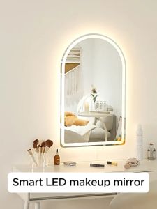 Bathroom Led Mirror Arch Smart Makeup Mirror Bathroom Bedroom Dresser Hotel Wall Mounted Mirror