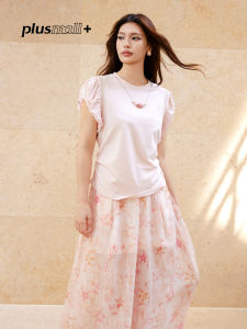 Áo Thun Tay Bồng Voan Cotton Thoáng Mát Có Viền Ren