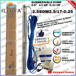 ILLUFA Submersible Pump 2.5 inch  1/3PK 0.33HP 250 watt Kabel ±30 Meter Sudah Tersambung dari pabrik langsung Pompa Celup Satelit