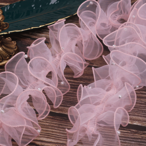 Vải Organza Rộng 11 Cm Đính Hạt Nhăn Dày Dặn Miếng Dán Gương Thiết Kế Cổ Áo Phụ Liệu Viền Hoa Lolita