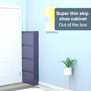 Steel Shoe Cabinet High-capacity Organizer With Cover Slim Shoe Storage Box Shoe Rack