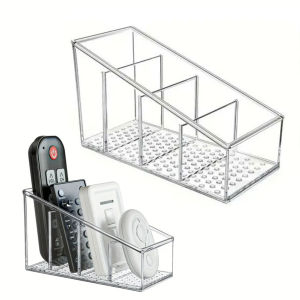 YESPERY Romote Control Holder with 4 Compartments Clear Romote Holder Home Decor Kitchen Acccessories Make Up Orangizer