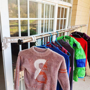 Window Frame Clothes Drying Rack Balcony Fence Outdoor Clothesline Rod Clothes Hanger Storage Organizer for Garments Care