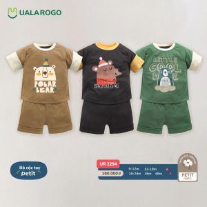 Bộ cộc tay cho bé Ualarogo 9 tháng - 4 tuổi vải Petit thấm hút thoáng mát co giãn 2294