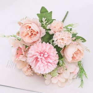 Silk Peony Artificial Flowers High Quality Wedding Home Christmas Wreath Bridal Bouquet Table Vase Photo Props DIY Decoration
