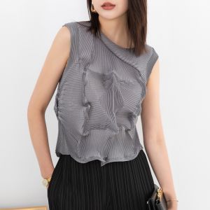 Pleated Vest Womens Fashion Loose Temperament Design Large Size Stretch Bud Bottoming Top #Rs20230206