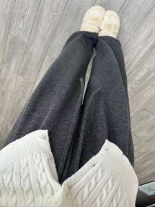175 Tall Long Soft Glutinous Dark Gray Casual Sports Pants Female Fall and Winter High Waist Wide Leg Glutinous Rice Pants Mop Pants
