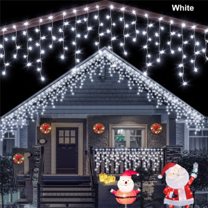 OSIDEN | 98/162LED Solar Powered Icicle Christmas Lights 8 LIghting Modes for Garden Patio Wedding Party Gazebo Christmas Decor IP65