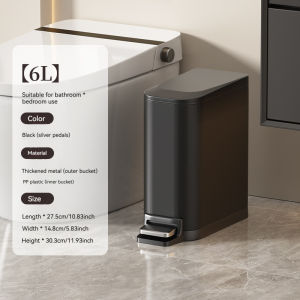 6L foot trashcan high appearance horizontal paper basket with cover suitable for home bathroom bedroom study.