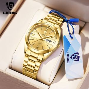 LIEBIG Luxury Steel Strap Watches Women Men Fashion Week Date Ladies Female Quartz Wristwatch Clock Waterproof Relogio Feminino