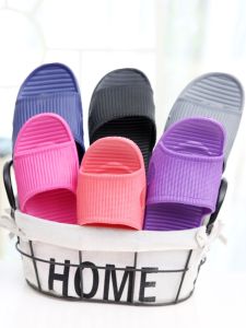 Plastic Bathroom Slippers Striped Anti-Slip Soft Bottom Indoor Summer Couples Slippers Men Women Home Slippers Comfortable