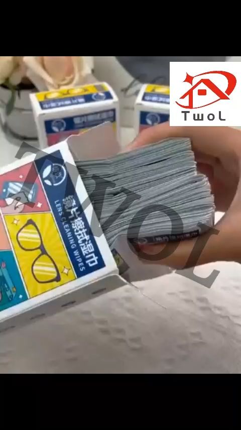 TWOL 100pcs Disposable Eyeglasses Lens Cleaning Cloth Anti Fog Wet Wipe Glasses Tissue Screen Remove Dust