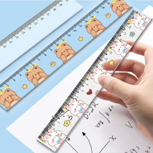 Acrylic Ruler 20cm Centimeter Scale Drawing Measurement School Supplies Bear Rabbit Design Straight Ruler Art Culture Goods