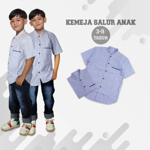 baju kemeja anak laki laki lengan pendek motif usia 2-10 tahun cowok