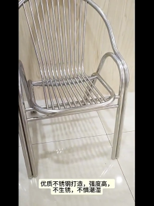 Heavy Duty 304 Stainless Steel Dining Stool Backrest Chair Home Balcony Leisure Seat Arm Chair