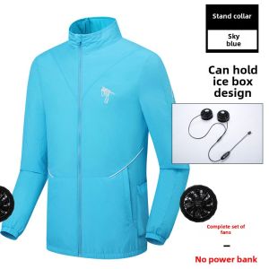 UV Protection Sun-Protective Clothing with Fan Clothes Cooling Work Clothes Refrigeration Air Conditioning Clothes Fishing Jacket Thin Summer