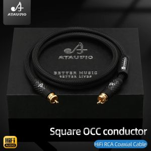 HiFi 75 ohm RCA Coaxial Cable Square OCC Conductor High Fidelity Sound Quality Audio Cable Gold Plated RCA Plug Cable