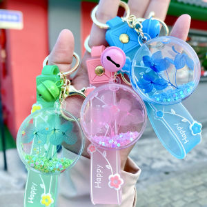 Creative Eternal Flower Sand Floating Keychain Pendant Bag Accessory Girl Heart Adorable Acrylic Material Cartoon Series
