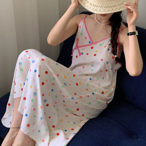 New Chinese Style National Style Slip Nightdress Womens Summer New Arrival Fancy Poplin Pajamas Elegant Slim Looking Print Bourette Dress