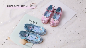 Kids Princess High Heel Shoes - Frozen Elsa Fashion Girls Leather Crystal Shoes - UK Size - Lightweight and Ready Stock