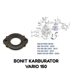 Bonit Karburator Vario 150 - Ebonit Manipol Manifold Manipul Fiber Insulator Kalburator Karbu Honda ADV PCX 150