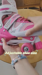 Double row Skate Roller Inline 4 wheel Roller Skating Shoes For Girls Boys With Free Protective Gear