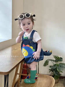 Khủng Long Thiết Kế Quần Yếm Dành Cho Trẻ Sơ Sinh Phong Cách Mới Mùa Hè Dễ Thương Denim Bé Trai Bé Gái Hoạt Hình Quần Cotton Vải Bông Polyester Trang Phục Thoải Mái Em Bé