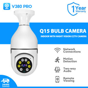 V380 PRO Q15 CCTV Security Camera WiFi Wireless Indoor IP Security Camera Connect Cellphone Auto Tracking 360° Rotation 3D Panoramic Security 1080P Two Way Audio Voice Bulb PTZ IP Camera 10M Night Vision CCTV With E27 Standard Lamp Holder