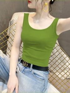 Ladies Fashion Short Strap Vest 2024 Summer New Style Slimming Base Layer Inner Wear Spicy Girl Health Ring Sports Jewelry