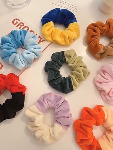 ยางรัดผมโดนัท ทูโทน สลับสี 10 สี ยางรัดผมผ้ากำมะหยี่ ผ้านุ่ม สีโดดเด่น ผู้หญิง ACFUNY