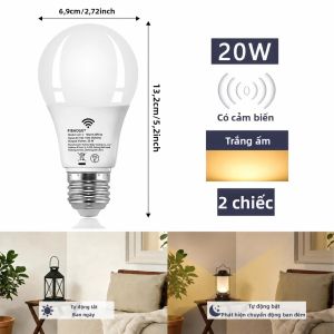2 Chiếc E26 Cảm Biến Chuyển Động Bóng Đèn LED 20W 110V Radar Đèn Ngủ Cho Phòng Ngủ Sân Vườn Nhà Thiết Bị Thông Minh Tương Thích