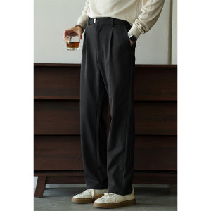 UBV | Cotton-like Tapered Straight Leg Casual Pants With Elastic Waist For Men