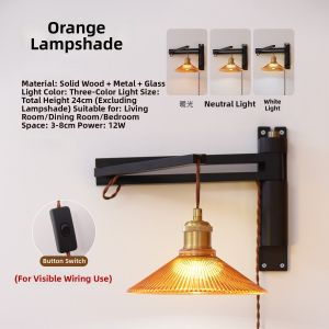 SHIGUANGSUIDAO | French Vintage Wall Light Plugs in No Drilling Required