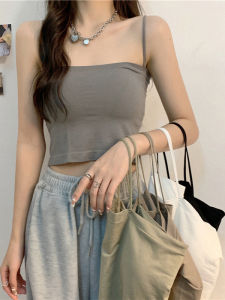 Slim Fit Solid Color Camisole Top Womens Tank Top Short Style Street Fashion Regular Thickness Pure Color Summer 2025