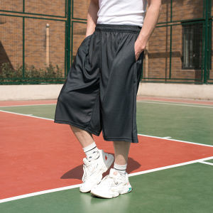 กางเกงขาสั้นบาสเก็ตบอลฮิปฮอปสำหรับผู้ชาย กางเกงขายาวครึ่งแข้ง ทรงหลวม ลำลอง ฤดูร้อน 2023 กางเกงขาสั้นทรงเข้ารูปทรงลำลอง