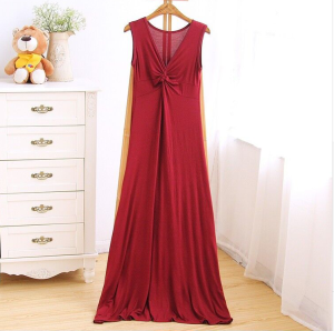 Elegant V-neck Slim Fit Long Sleeveless Sleeping Dress
