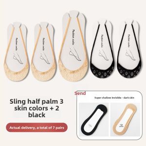 JIAZINI | Summer Womens Invisible Socks Thin Strap Anti-slip No Slip Heel Half Palm Invisible Boat Socks Nylon Fabric Ultra Thin